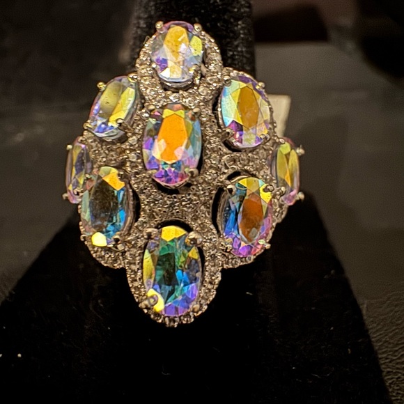 Elegant Sterling‎ Silver and blue obsidian Women's Ring - Picture 3 of 6